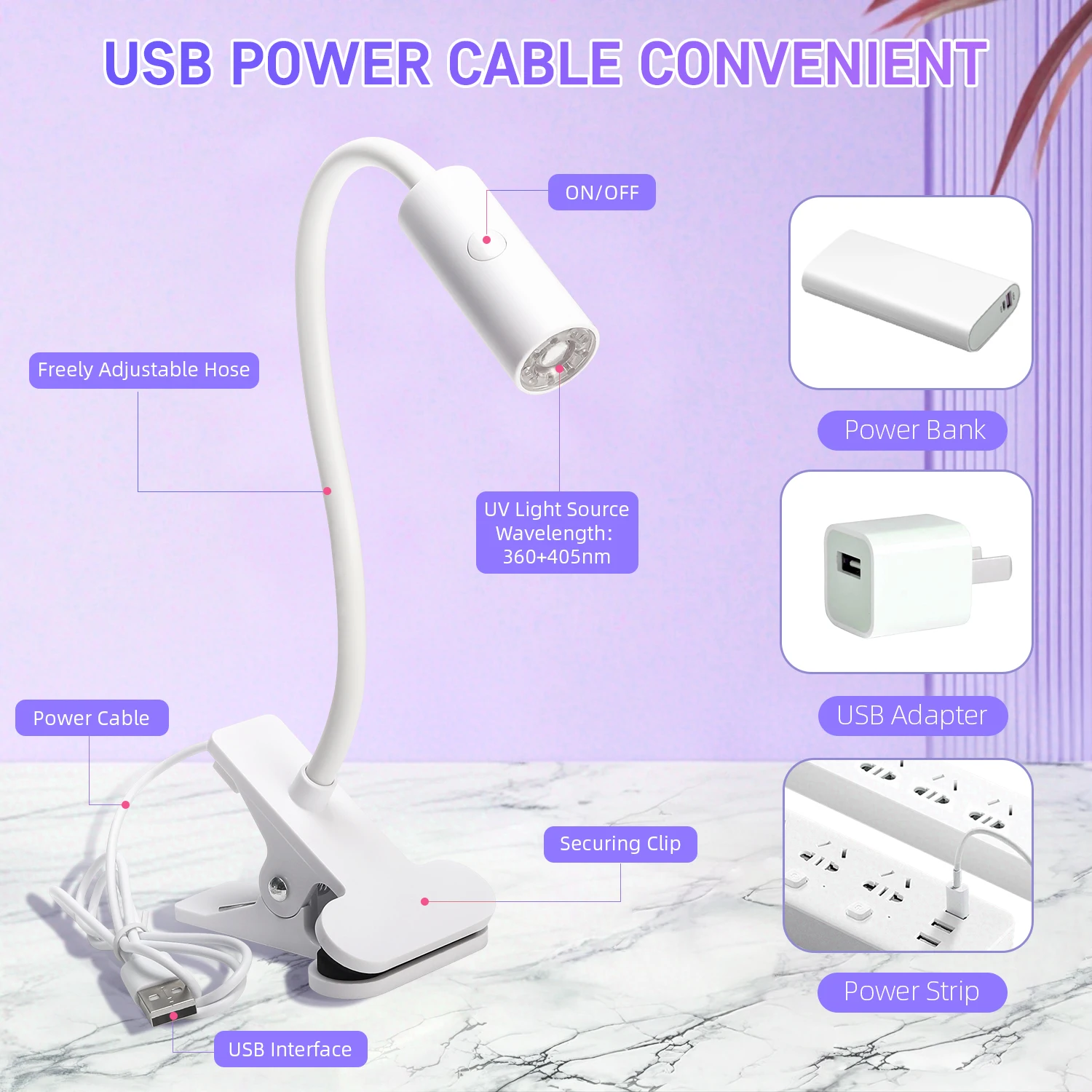 UV LED ライト高速ジェルネイルポリッシュ乾燥ランプ 360 柔軟なクリップオンデスククリップミニ USB ポータブルネイルドライヤーホームサロン用