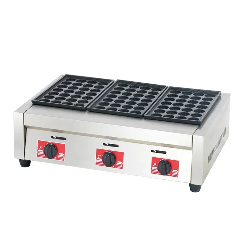 Snack Equipment  Fish Pellet  With Three Plate Countertop Non-stick  Gas Takoyaki Fish Ball Making Machine