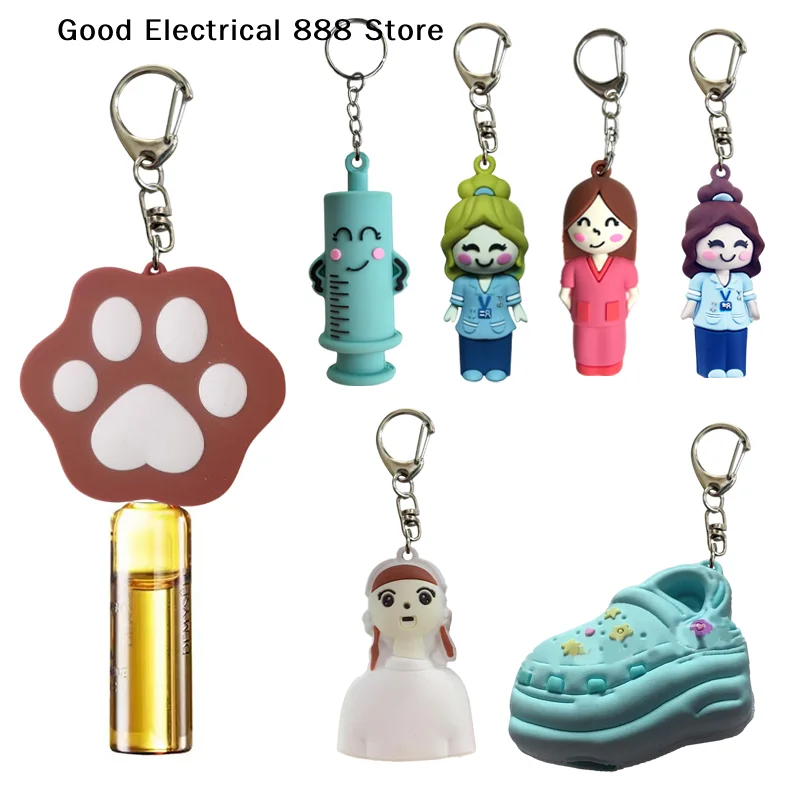 1PCS Paw Print Girl Shaped Ampoule Bottle Opener Keychain Rubber Cutter Medication Vial Breaker Tool for Home Nurses & Doctors
