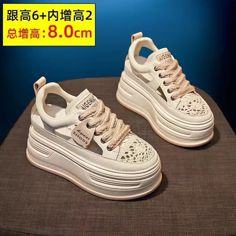 

Women Fashion Summer Casual Shoes Cutouts Lace Canvas Hollow Breathable Platform Flat Shoes Woman Sneakers zapatos de mujer