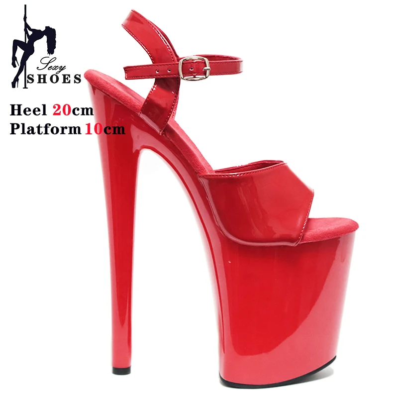 Big Shoe Size 41 42 43 Sandals Women Platform Shoes Sexy Pole Dance Shoes 20CM High Heels Open Toe Nightclub Shoes Red Pumps