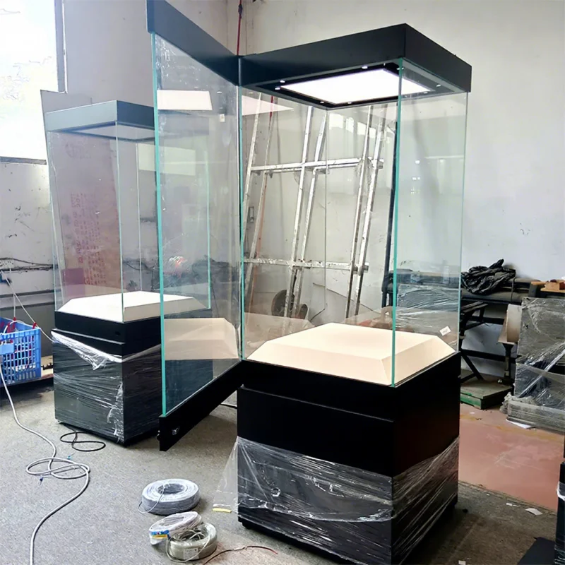

Customize.Antique Black LED-Lit Jewelry Display Cabinet Luxury Showcase Furniture Showroom Style