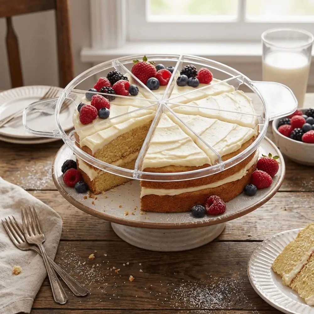 

6/8 Divisions Cake Cutter Slicer with Handle Rust-proof Bread Divider Plastic Round Shape Pastry Cutter Household