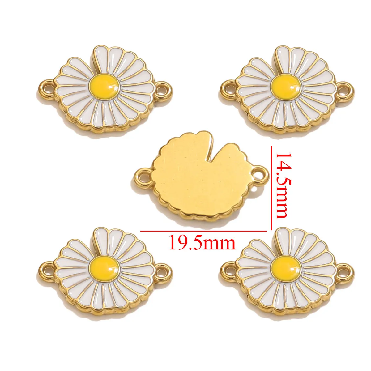 4pcs Stainless Steel Enamel Vintage Flower Charm Gold Plated for DIY Necklace Bracelet Anklet Jewelry Making Materials Wholesale view 2
