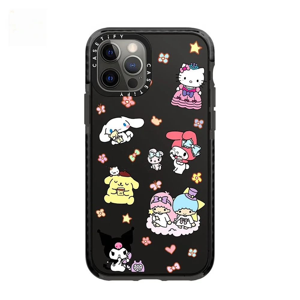 Sanrio HelloKitty Iphone Case Cute Kuromi Cinnamoroll Sticker All-Inclusive Soft Protection Case for IPhone16 15 14 13 12 Promax