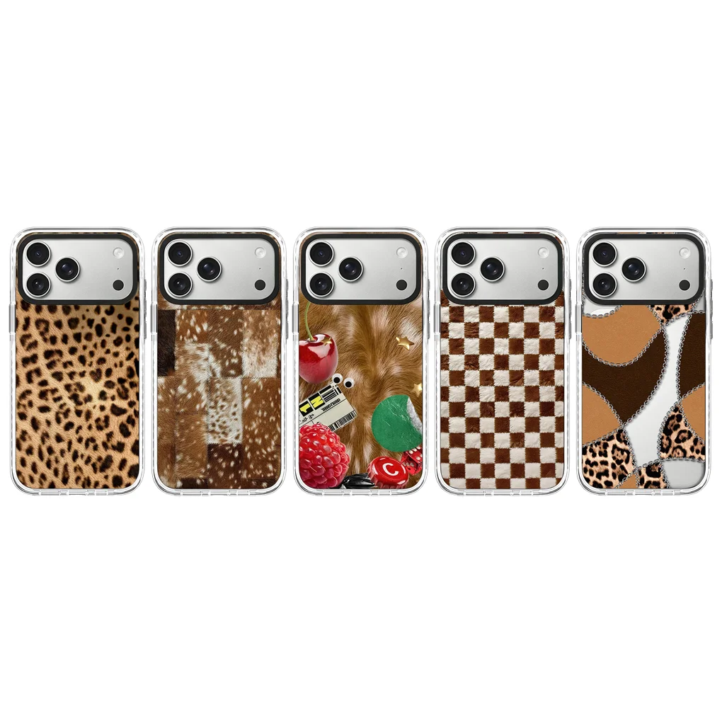 

Brown Leopard 2.0 Acrylic White Border Phone Cover for IPhone 12 13 14 15 16 17 Pro Max Case for IPhone 17 Air