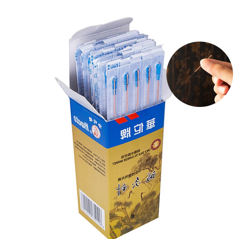 100pcs/pack  Acupuncture Needle with Guide Tube Copper Handle Acupuncture Needle Stainless Steel Massage gua sha