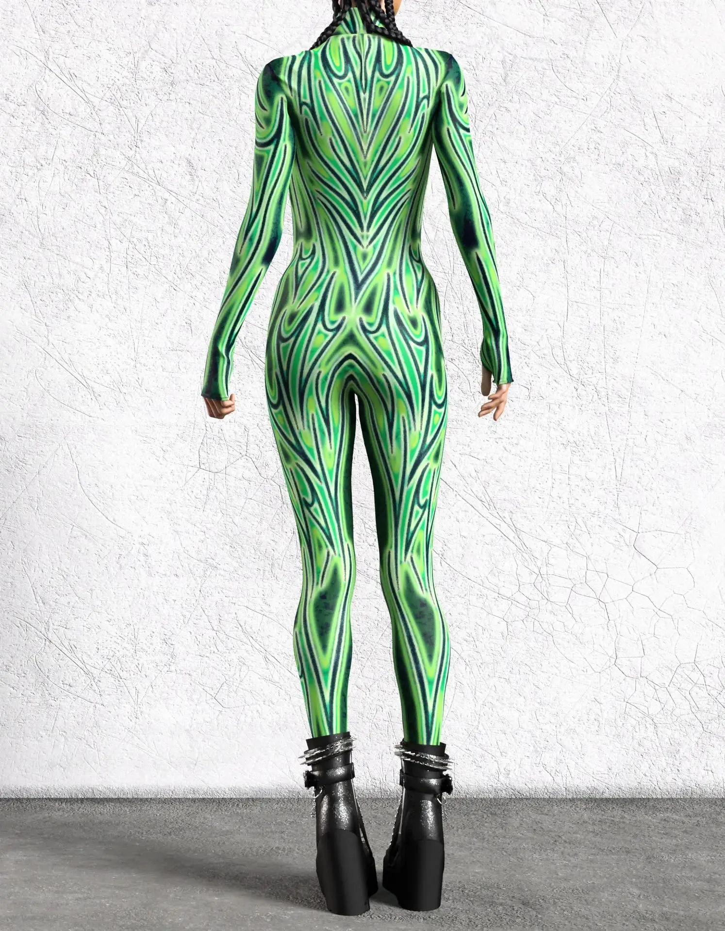 Damen Cyber 3D-Druck Festtags-Party Punk Jumpsuit Onesie Halloween Cosplay Kostüm Bodysuit Performance Steampunk Romper – Detail 16