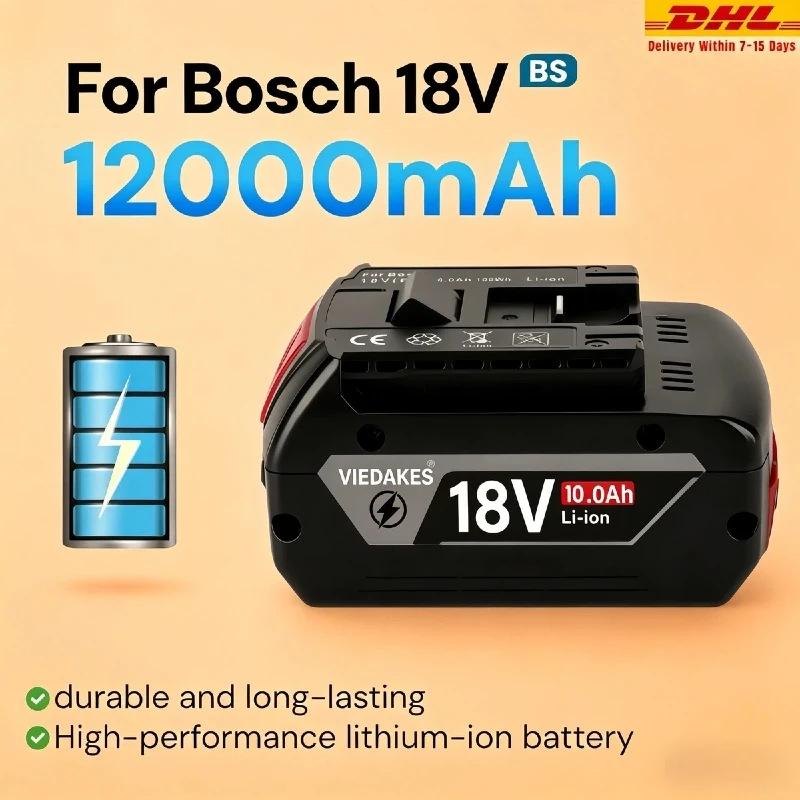 

18V 8.0Ah 10.0Ah 12.0Ah Battery For Bosch 18V Professional Tools BAT618 GWS180 GDR215 GDS400 DSR185