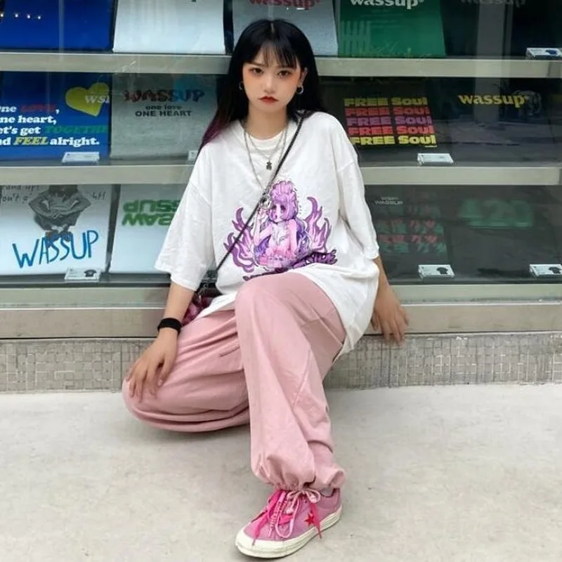 Casual Wide Leg Harem Pants Lovely Y2k Simple All-match Streetwear Trendy Workout Preppy Style Loose E Girls Oversized Trousers