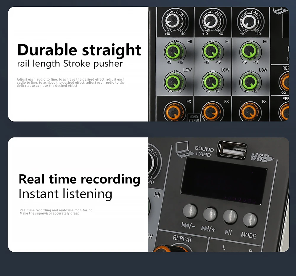 Audiomixer F4a Mixing Console Ingebouwde 16dsp Effecten Bluetooth Usb Record Computer 48V Phantom Power 4 Kanalen Usb Geluidskaart