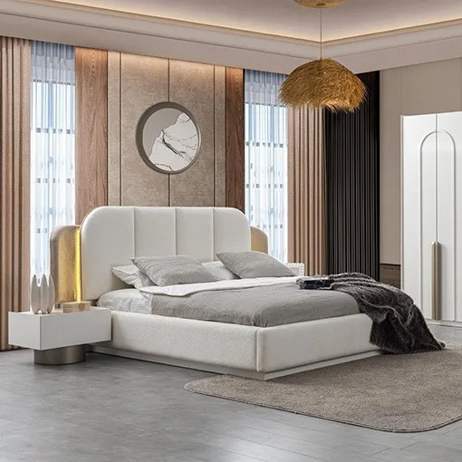 sh-High-End Industrial Style Luxury Bed Furniture with Wide Screen Design%