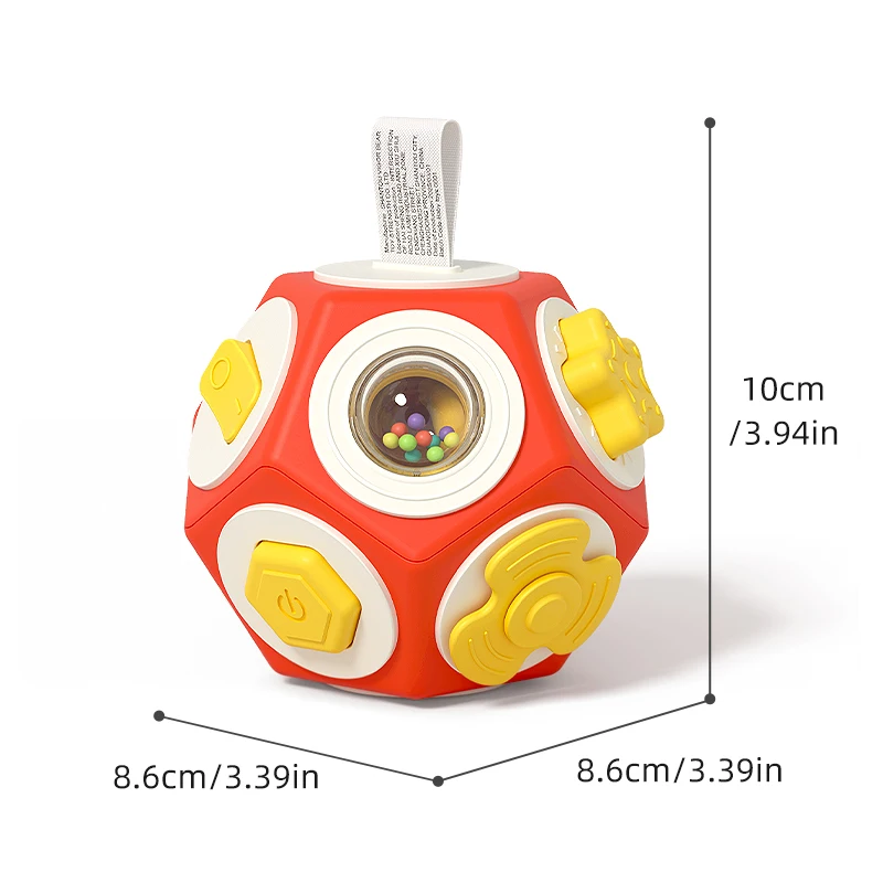 12 Sides Busy Activity Ball Montessori Sensory Fidget Toy, Multi Switch Gear Anti-drop Toy for Infant Fine Motor Training view 6