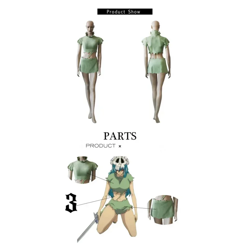 للجنسين أنيمي كوس بليتش Neliel Tu Oderschvank أزياء تنكرية للهالوين عيد الميلاد الزي الرسمي M17