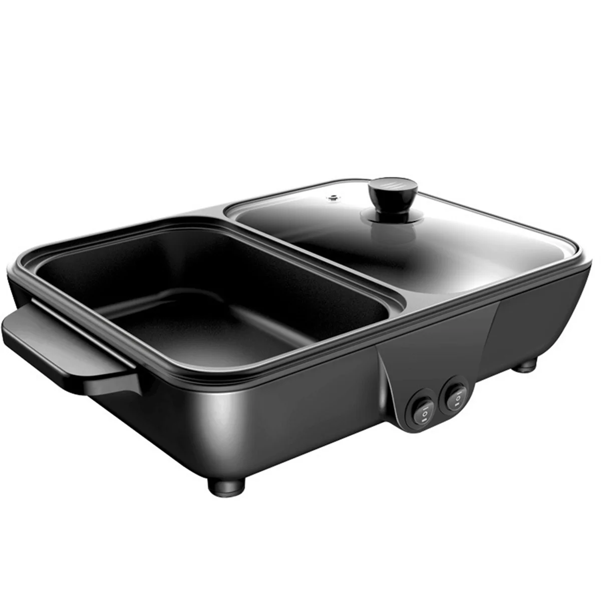 Olla caliente eléctrica antiadherente para interiores 2 en 1 y sartén, parrilla eléctrica portátil para barbacoa para reuniones familiares en interiores