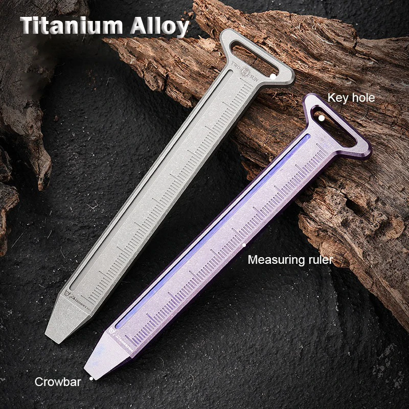 Multifuncional Outdoor Camping Abridor de Garrafas Titânio Liga Régua Auto-defesa Ferramenta Edc Metal Pry Bar Prego Printer Crowbar 12 Centímetros