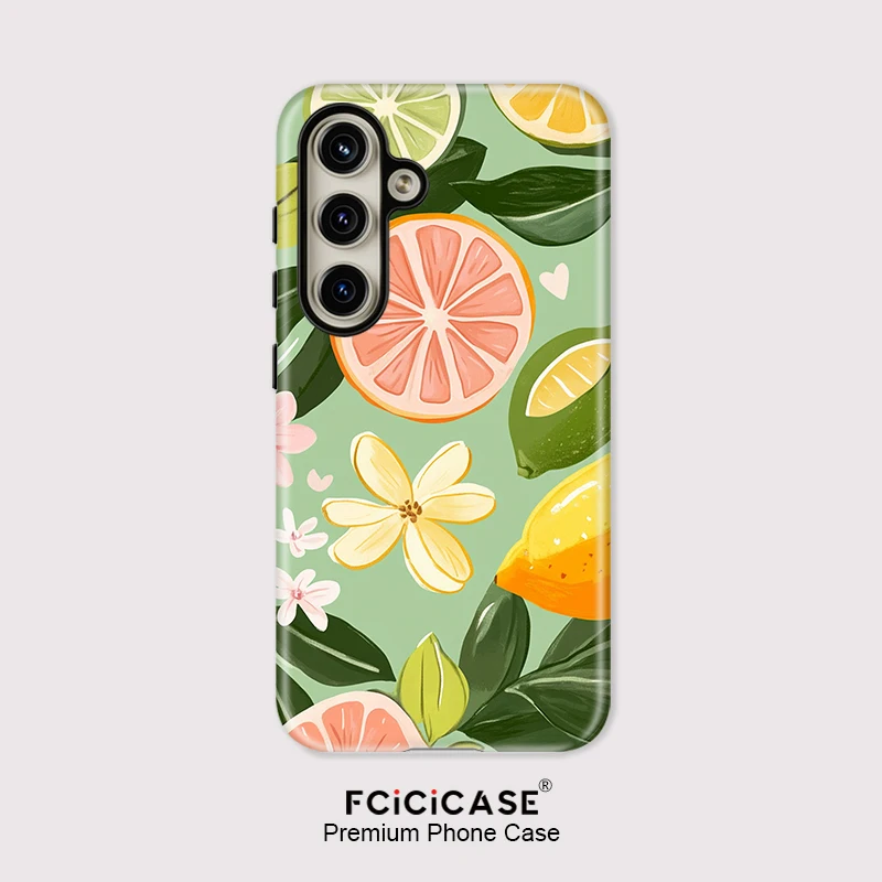 Fcicicase-funda de teléfono con flor de limón y naranja para Samsung Galaxy A26 A 26 5G A36 A16 A56, funda de silicona suave a prueba de golpes de doble capa