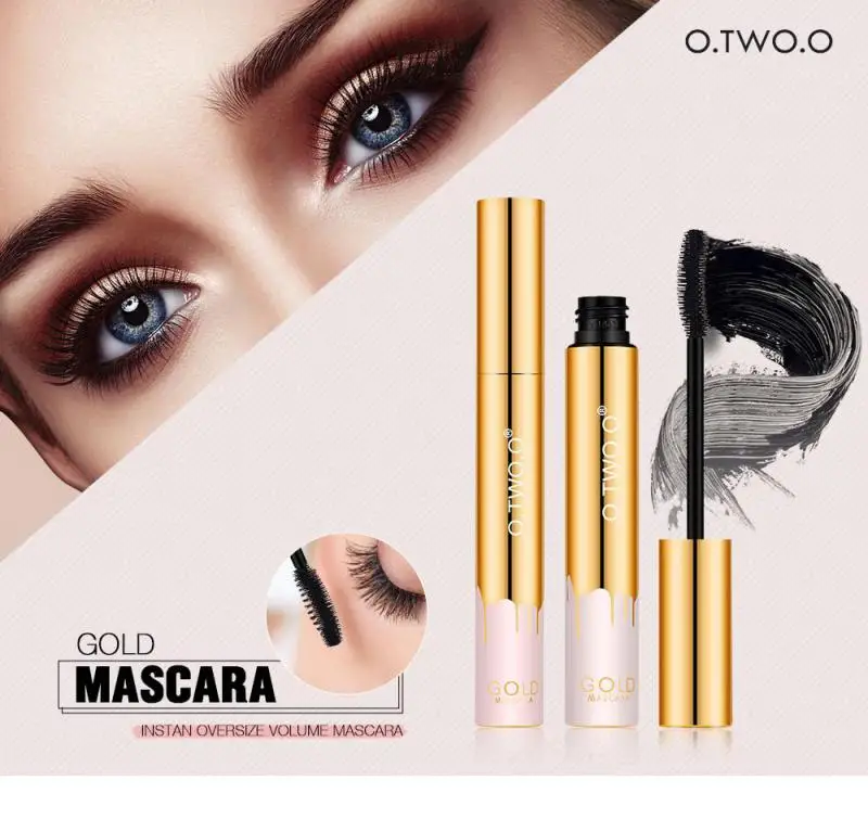 Mascara 3D noir pour extension de cils, brosse pour les yeux, maquillage de beauté, longue tenue, cils longs dorés