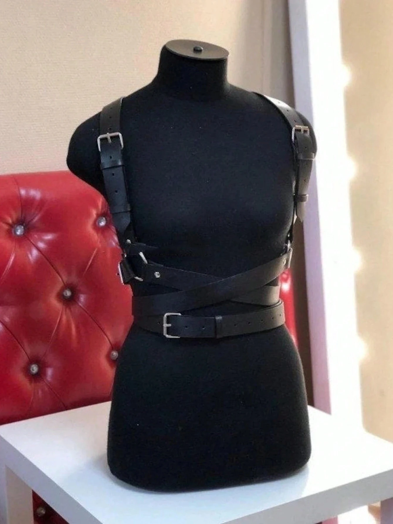 

Women Adjustable Harness Belt Gothic Harness Bondage lingerie chest harness Fashion Harness Pu Leather Studded Decor Harness