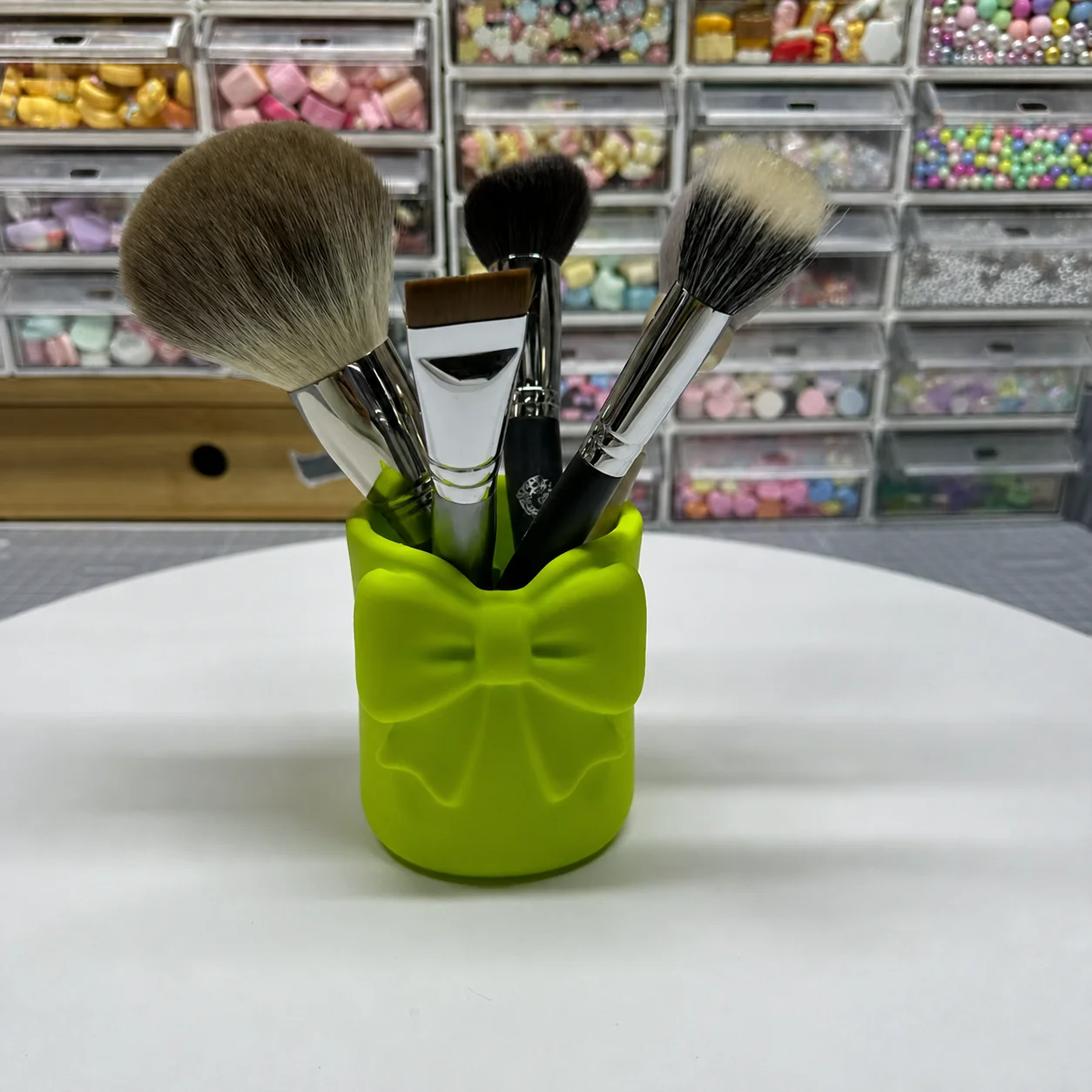 Bow Shaped Pen Holder Integrally Formed Pla Pen Holder Bow Knot Pen Holder 3d Printed For Office Desk Cosmetic Brush Storage