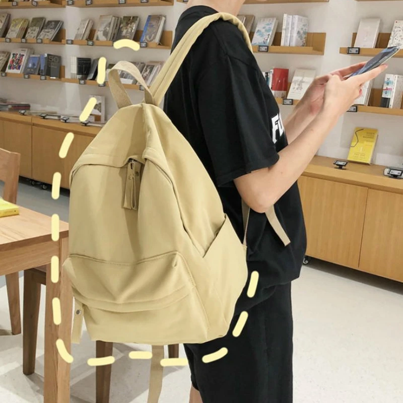 Backpack Women Nylon Solid Big Capacity Girls School Bag Chic Simple Unisex Couples Travel Bags Bagpack Fashion Ulzzang Harajuku