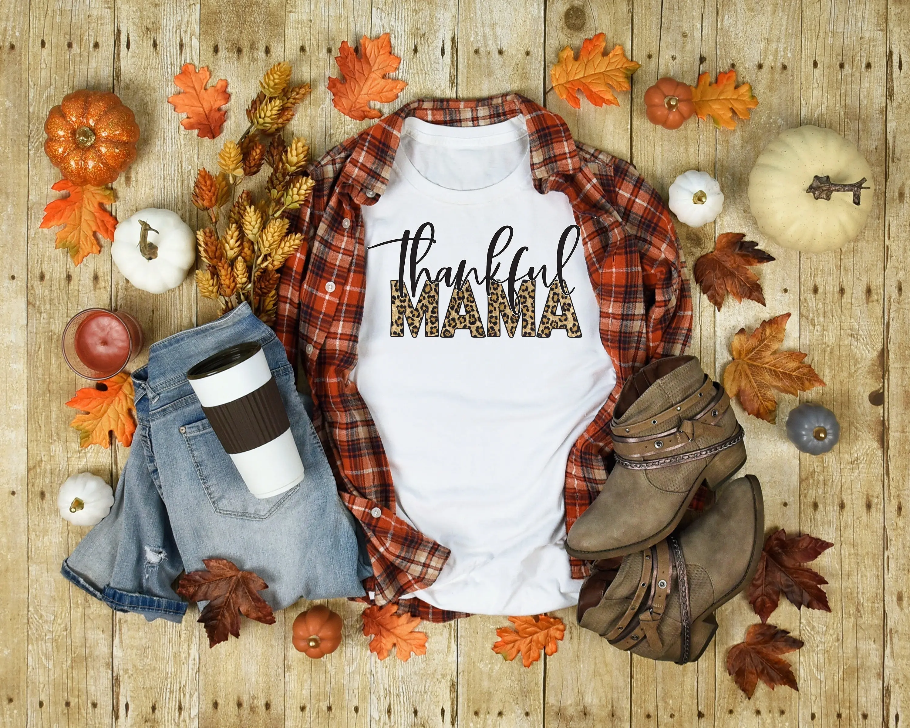 Thankful Mama T Shirt Cheetah Leopard Thanksgiving Mom Fall