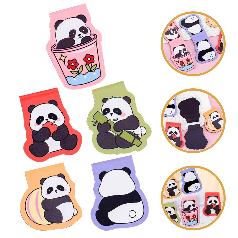 10 Pcs Magnetic Panda Bookmark Bookmarks Double-sided for Teenagers Clip Page Markers Paper Jam Clips Student