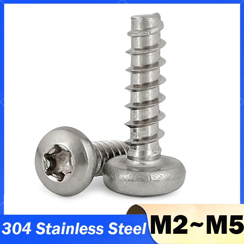 Torx Pan Head Tapping Screw for Plastic M2 M2.3 M2.6 M3 M3.5 M4 M5 Stainless Steel Round Six Lobe Self Tapping Screw