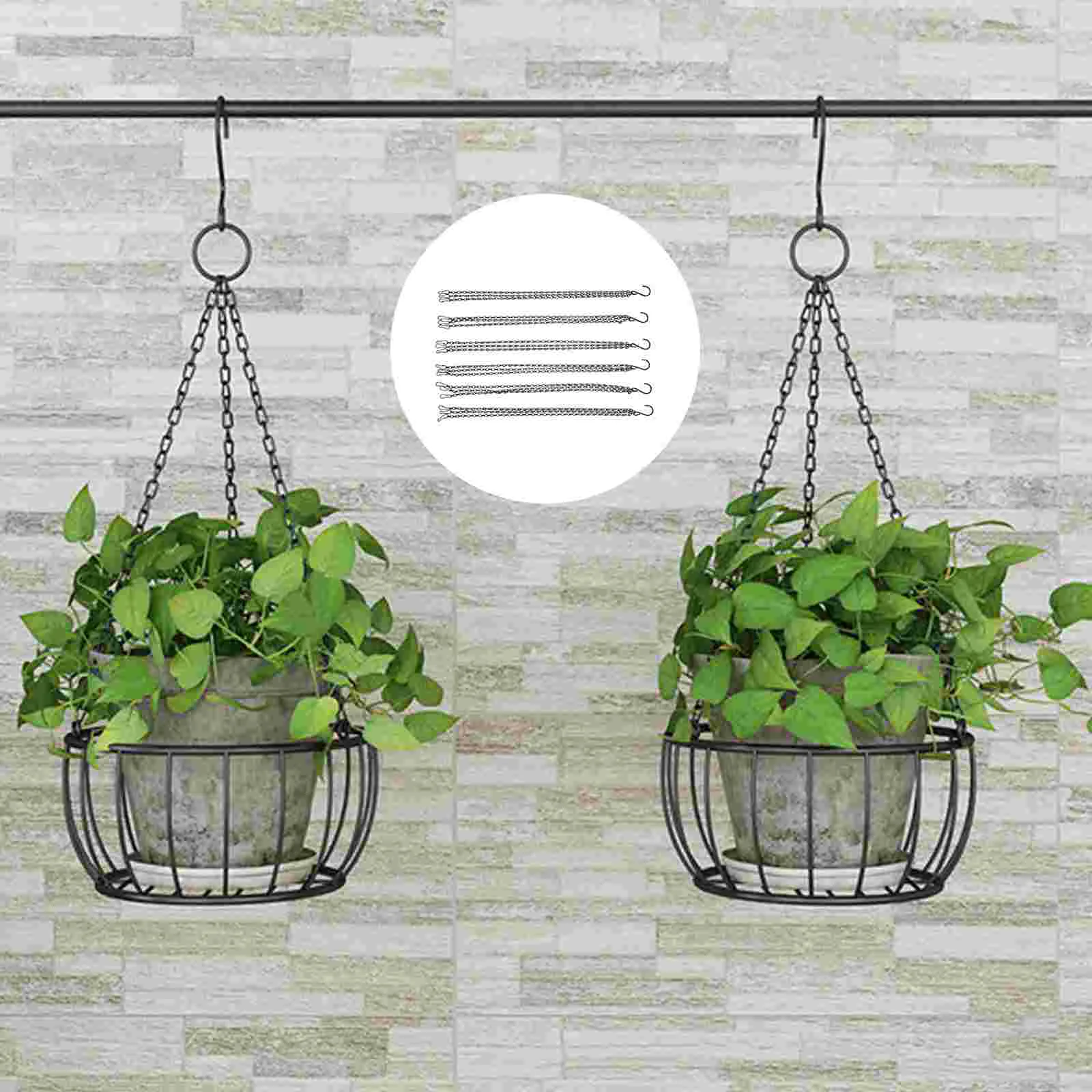 

4 Pcs Bird Feeders Flower Pot Chain Hanging Basket Chains Iron Plant Replacement Black Home Decoration