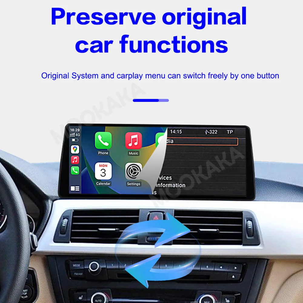 12,9 Zoll Linux Bildschirm mit Mirror Link für BMW 3/4er Serie NBT EVO 2013-2019 Upgrade Wireless CarPlay Auto Autoradio IPS Head Unit