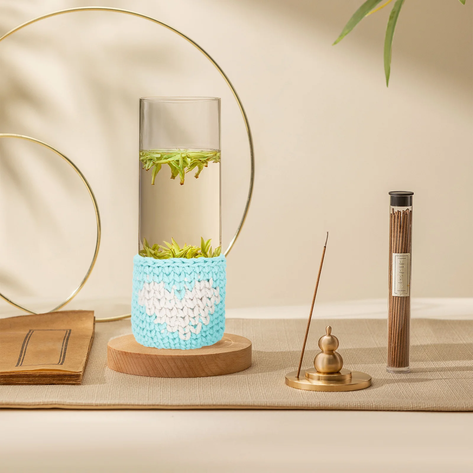 

Cup Sleeves Knitted Cotton Rope Glass Water Cup Cover Decorative Drinking Protector Handmade Insulator Creative Household