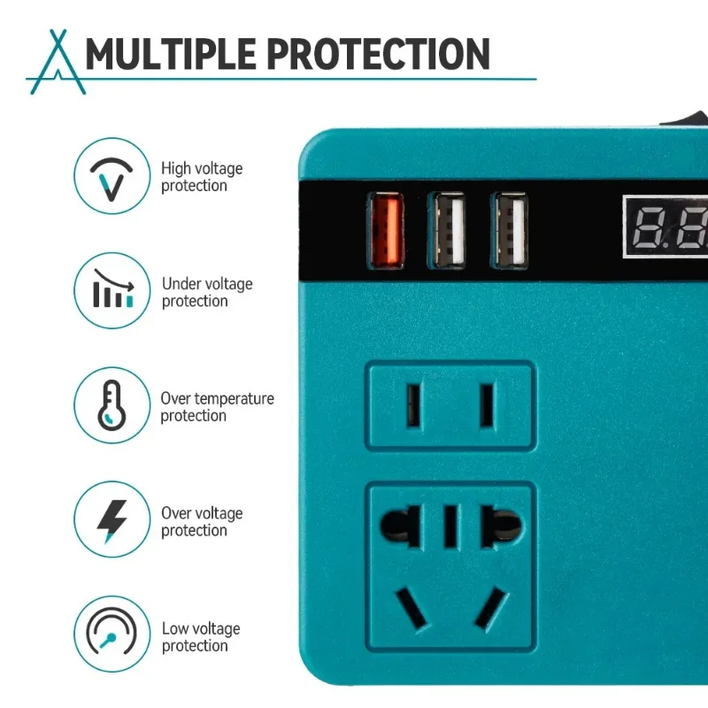 Onduleur de Puissance 120W DC 18V à 220V, Adaptateur d'Alimentation pour Appareils Ménagers pour Batterie Makita 18V