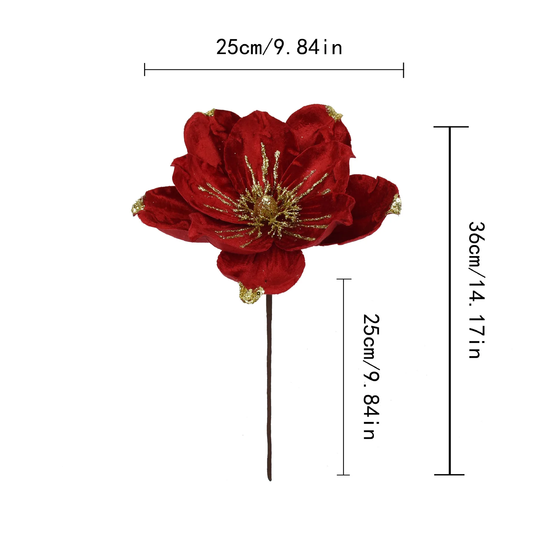 Christmas Flower Picks Glitter Sequin Poinsettias Artificial Foam Floral Table Centerpiece Decor