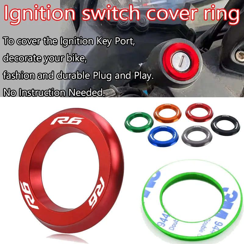 For YAMAHA R6 YZF R 6 1999-2021 2020 2019 2018 2017 2016 2015 14 Motorcycle Accessories Ignition Switch Cover Ring CNC Aluminum