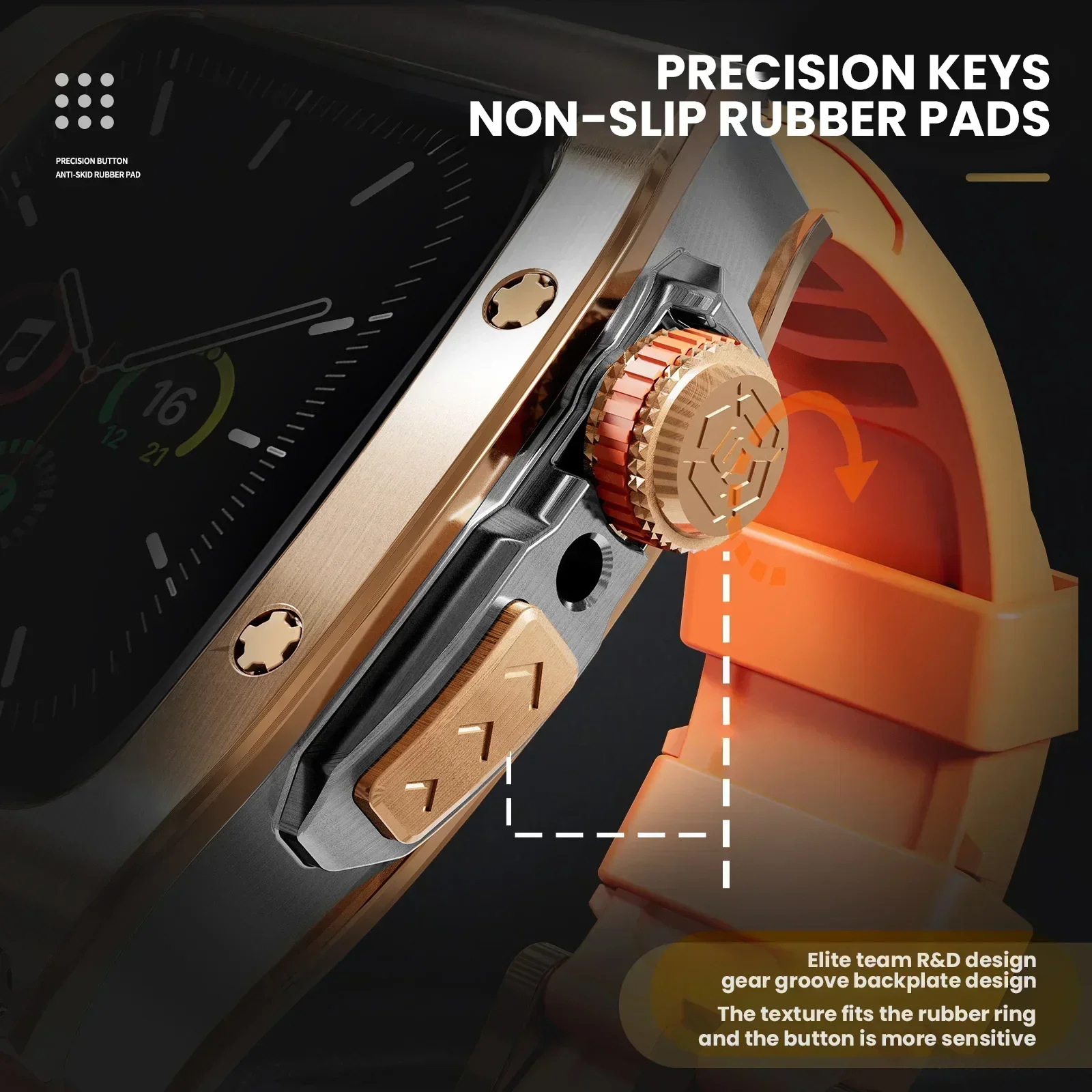 Luxuriöses Modifikationsset für Apple Watch Ultra 2 49 mm, Edelstahlgehäuse für IWatch 9 8 7 6 45 mm 44 mm Sportarmband-Ersatz – Detail 8