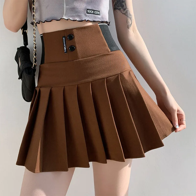 2025 Women High Waist Pleated Skirts Korean Fashion School Uniform Jk Mini Skirts Girl Streetwear Vintage Slimming A-Line Skirt