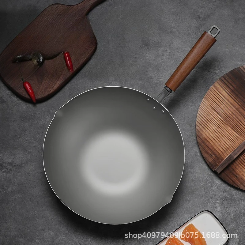DSA pure titanium wok traditional old-fashioned wok uncoated stainless household lightweight pot induction cooker  stove special