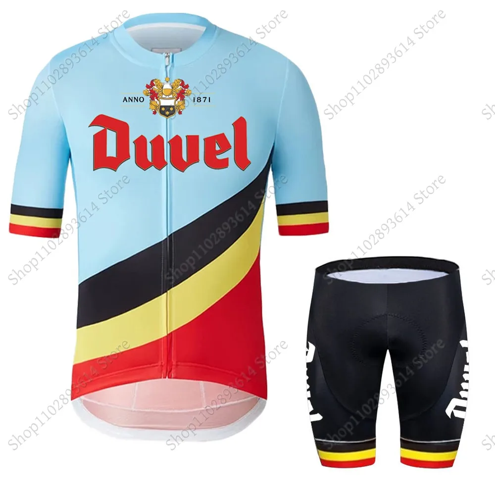 Duvel Team 2024 Cycling Jersey Set Summer Beer Belgium Clothing Road Bike Shirts Suit Bicycle Bib Shorts MTB Wear Maillot Ropa