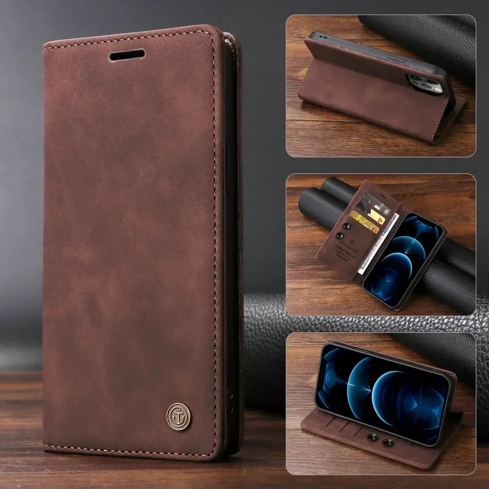 

Luxury Leather Flip Case for New iPhone 16 Pro Max 15 + 14 Pro 13 Mini 12 SE 11 Xs Xr 16 Plus 15Pro 14Plus Card Book Cover Coque