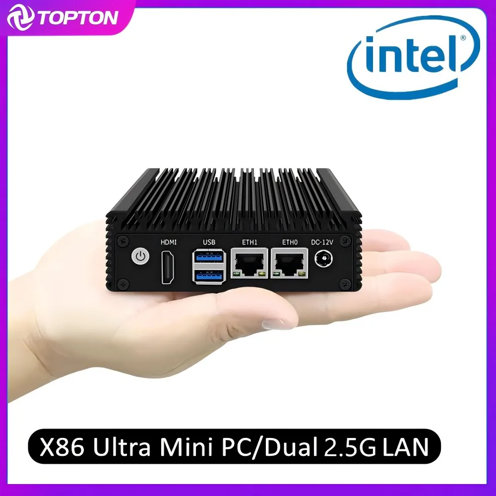 Soft Router Mini PC J4125 J4105 Quad Core 2x i226-V 2.5G Nics X86 Fanless Industrial Firewall Computer PC NVMe 2xUSB3.0