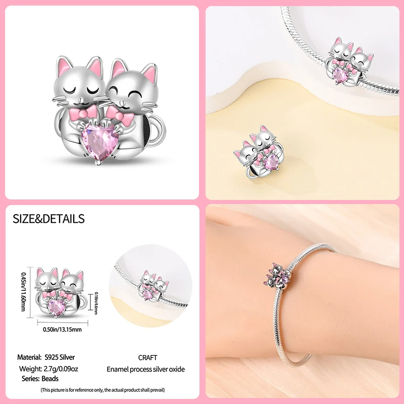 925 Sterling Silver Romantic Couple Rose Valentine\'s Day Charms Beads Fit Qikaola 925 Original Bracelets Fine DIY Jewelry Gifts