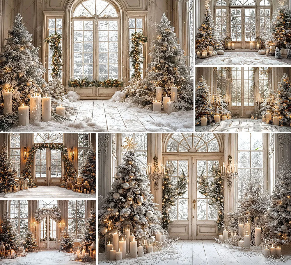 Mehofond Photography Background Winter Christmas Indoor Window Xmas Tree Kid Family Holiday Portrait Decor Backdrop Photo Studio