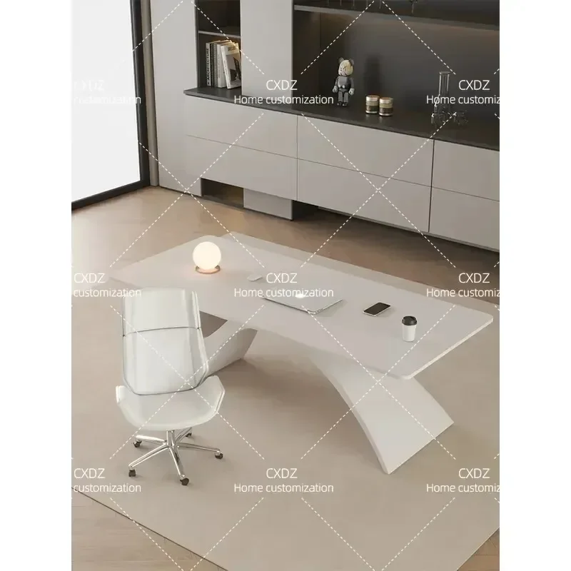 Cream Style Modern Minimalist Desk Light Luxury Office Rock Slab Boss Table Computer Study Writing Desk