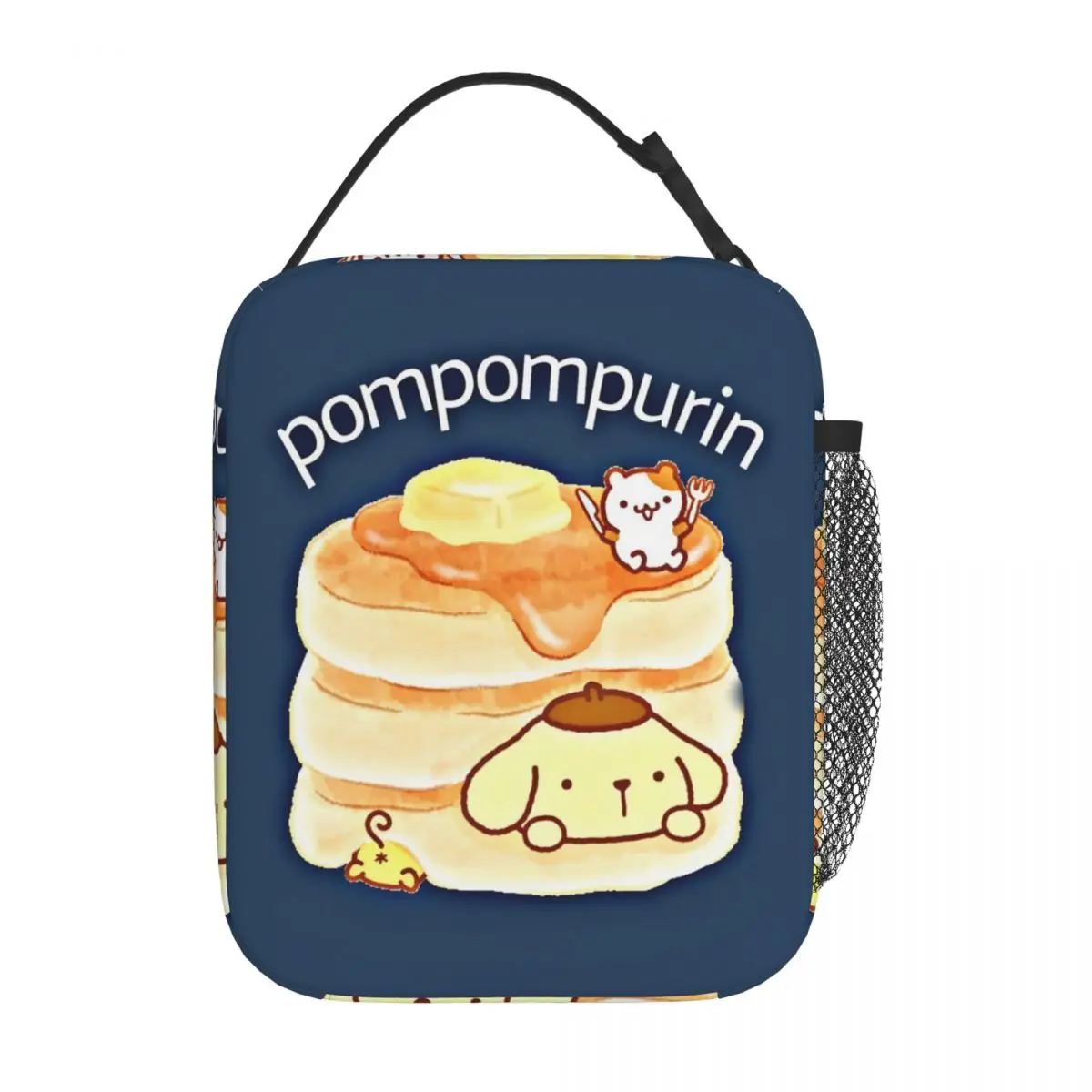 Pom Pom Purin Pudding Cake Insulated Lunch Bags Leakproof Reusable Cooler Bag Tote Lunch Box College Picnic Food Handbags