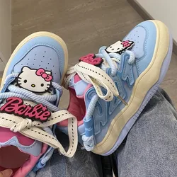 Sanrio oryginalne japońskie buty Hello Kitty chlebowe dla kobiet wiosna/lato nowe niebieskie śliczne wszechstronne buty na deskorolkę Kitty platforma