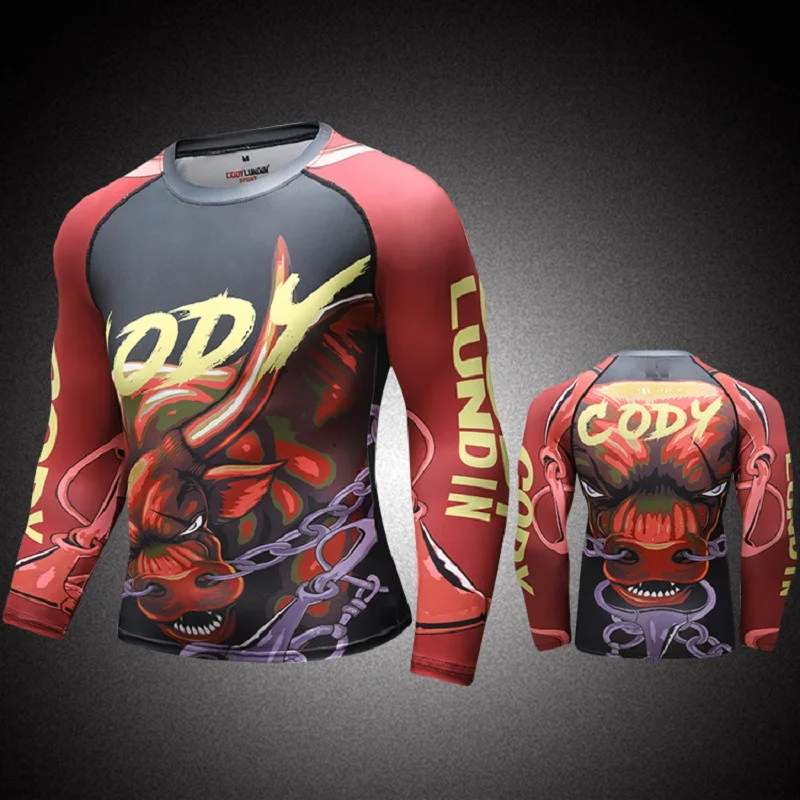 Cody Lundin Wholesale Men's Rash Guard Oem Jiujitsu Fight Workout Mma Men'S Long Sleeve Compression Shirt Men Compression Sports