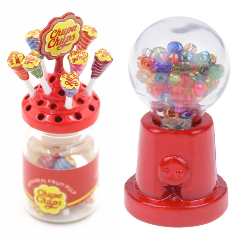1:12 Cibo in miniatura Dessert Zucchero Mini Lecca-lecca con custodia Porta caramelle per la casa delle bambole 1/12 Mobili da cucina Giocattoli Accessori