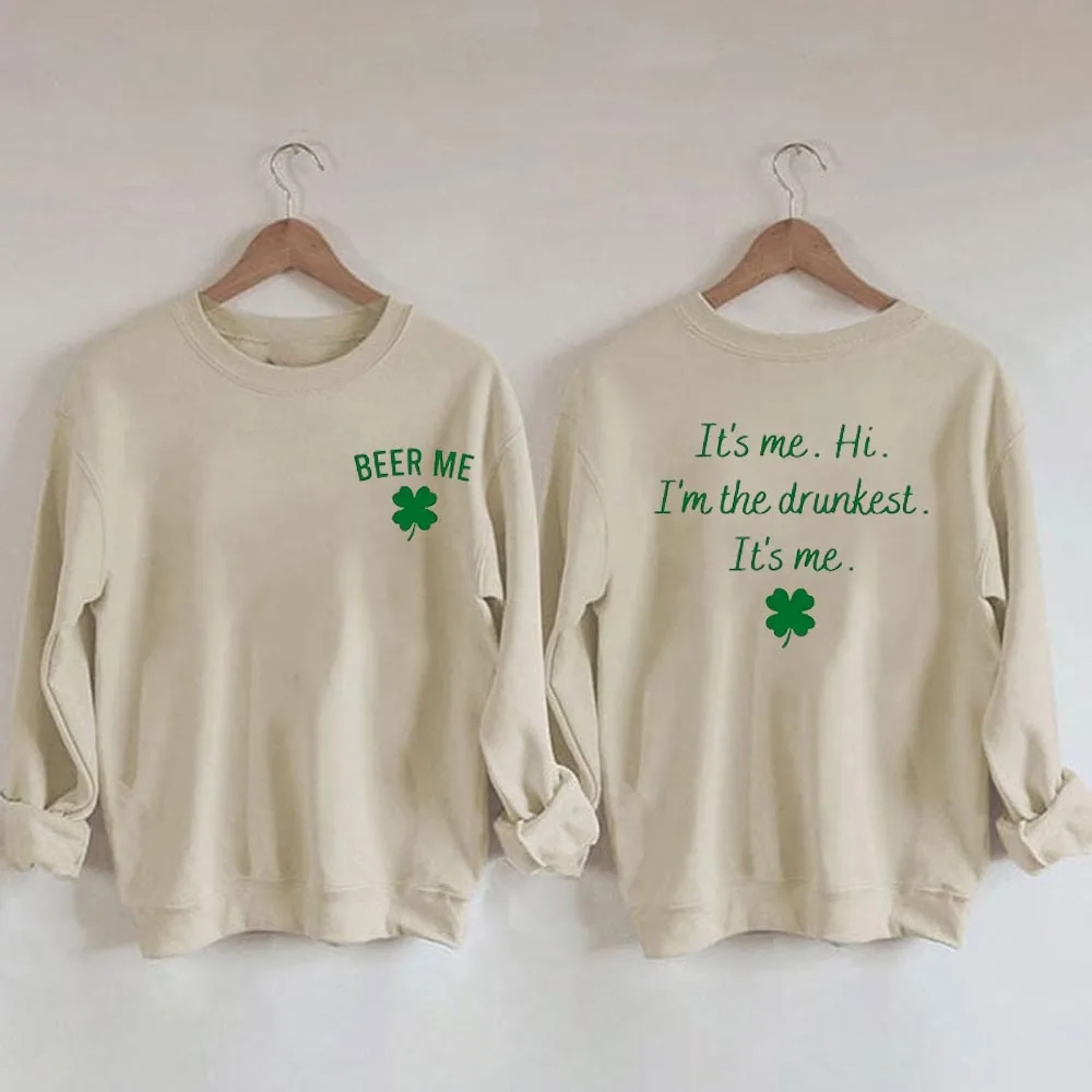 

Rheaclots Women's St. Patrick's Day Drinking Printed Cotton Female Cute Long Sleeves Sweatshirt