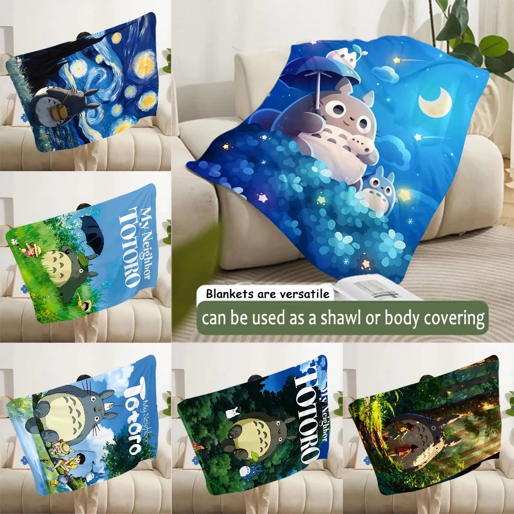 Cartoon Printed Blanket Picnic Blankets Warm Blanket Soft and Comfortable Blanket Home Travel Birthday T-TotoroS Gift