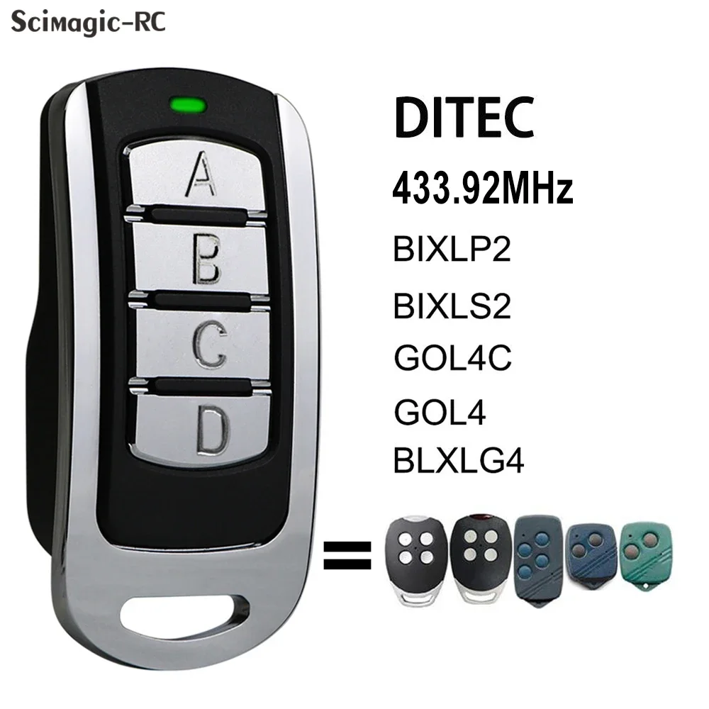 Clone DITEC GOL4 GOL4C BIXLG4 BIXLS2 BIXLP2 Garage Door Remote Control 433.92MHz Gate Opener